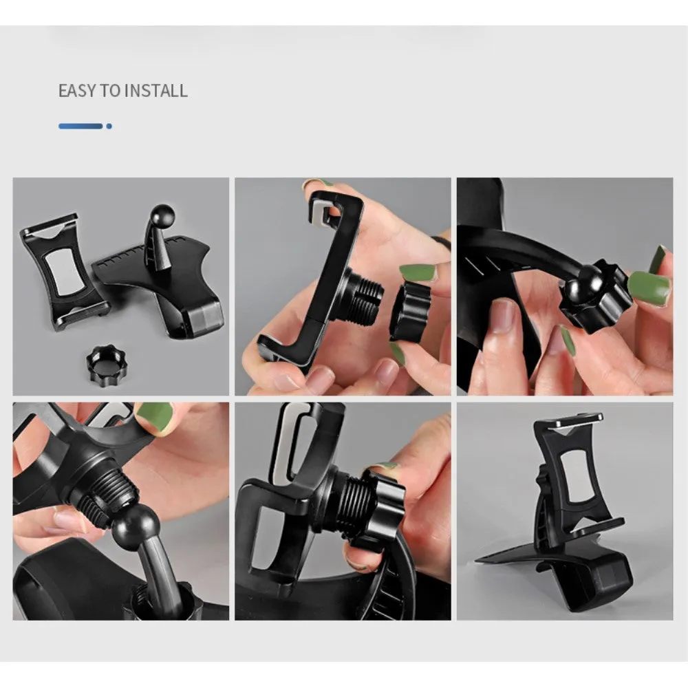 3 in 1 Car GPS Smartphone Holder: Dashboard / Visor Clamp   AC Grid Clip for Caterpillar CAT S52 rugged (2020) - Black