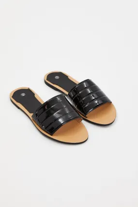 Black Flat Slides