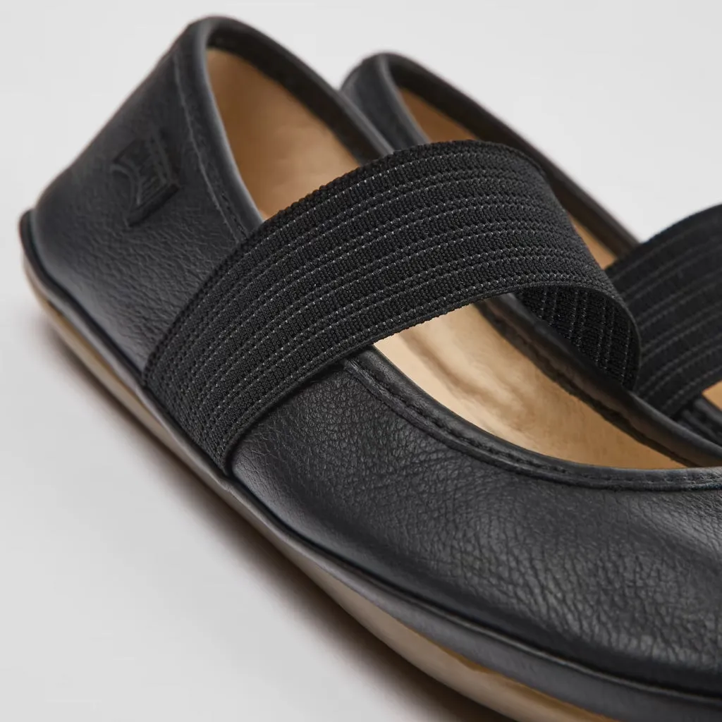 Camper For Kids Black Leather Ballerinas