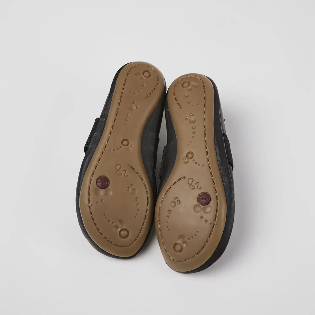 Camper For Kids Black Leather Ballerinas