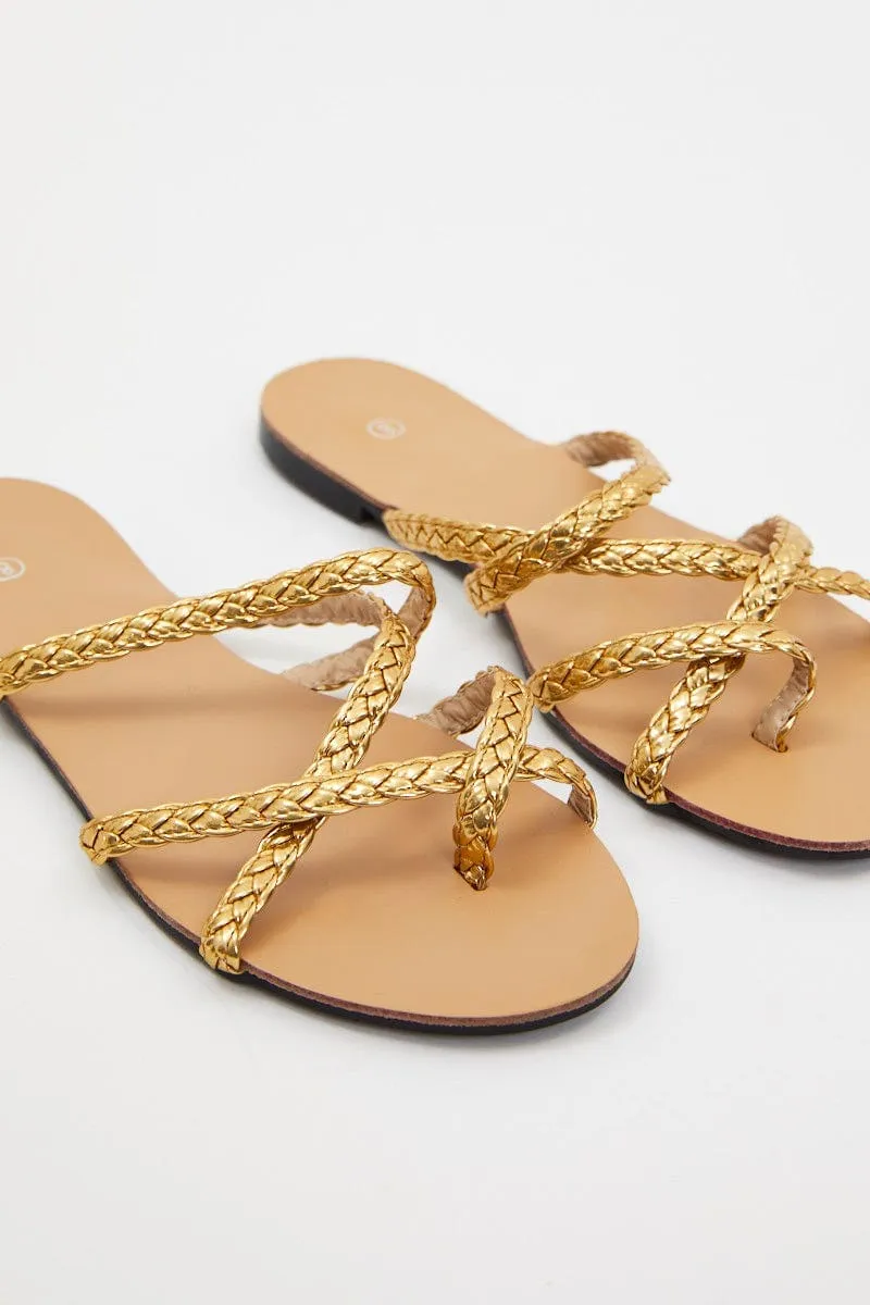 Gold Braid Woven Flat Slides