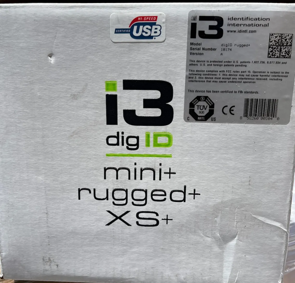 I3 DigID Rugged Plus Fingerprint Scanner Capture Reader ID System Portable Unit - New/Open Box