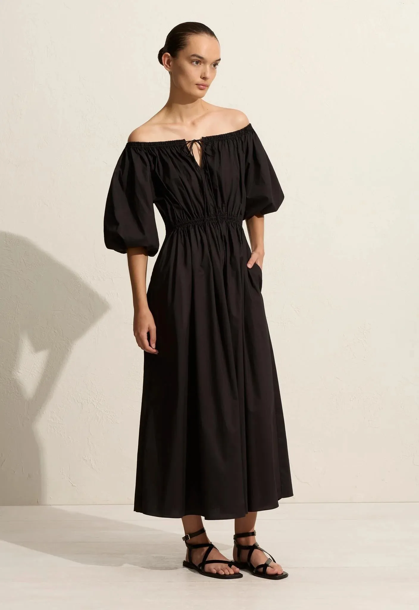 Matteau Off The Shoulder Midi Dress - Black
