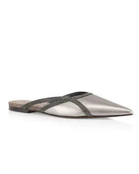 Monili Metallic Leather Mules in Silver