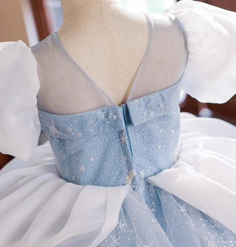 New Puff Sleeve Sequined Children's Birthday Party Mesh Girl Princess Dress