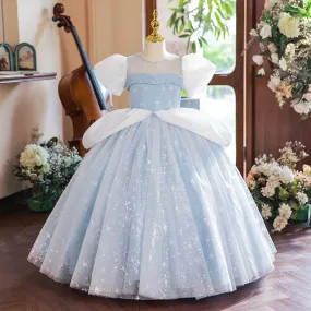 New Puff Sleeve Sequined Children's Birthday Party Mesh Girl Princess Dress