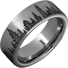 Rugged Tungsten Forest Scene Ring with Satin Finish