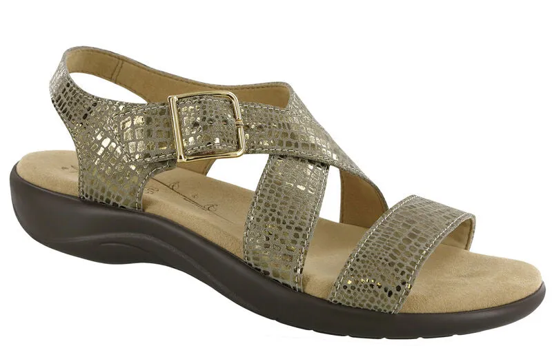 SAS Laguna Cross Strap Sandal - Olive Gold