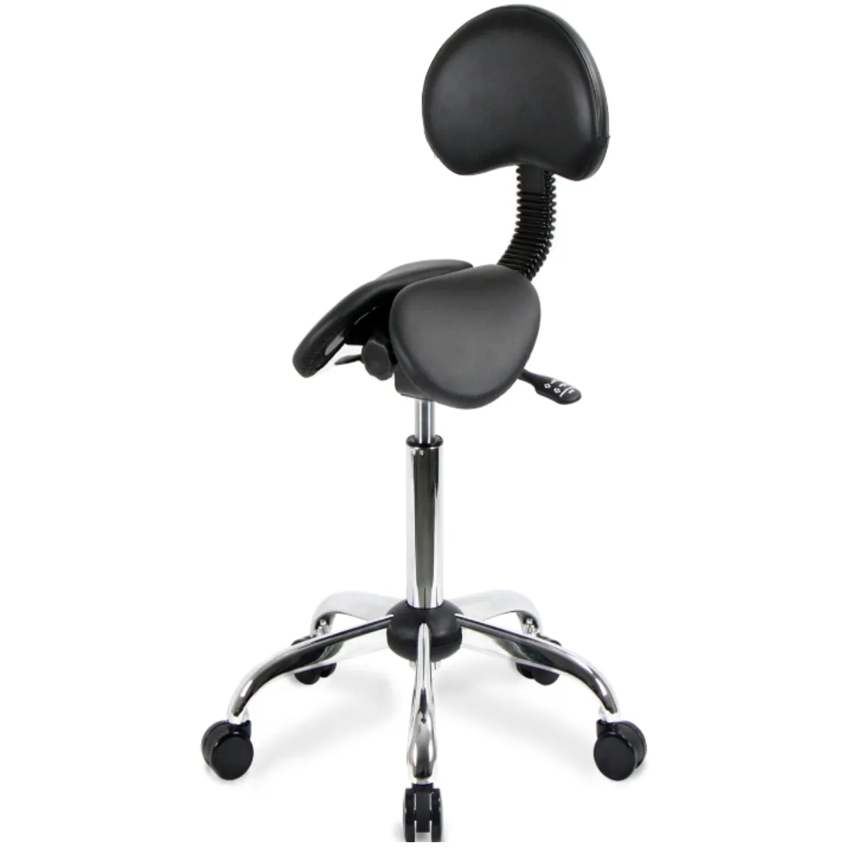 Small USA Patented Twin Tiltable Saddle Stool with Adjustable Backrest and Seat Width