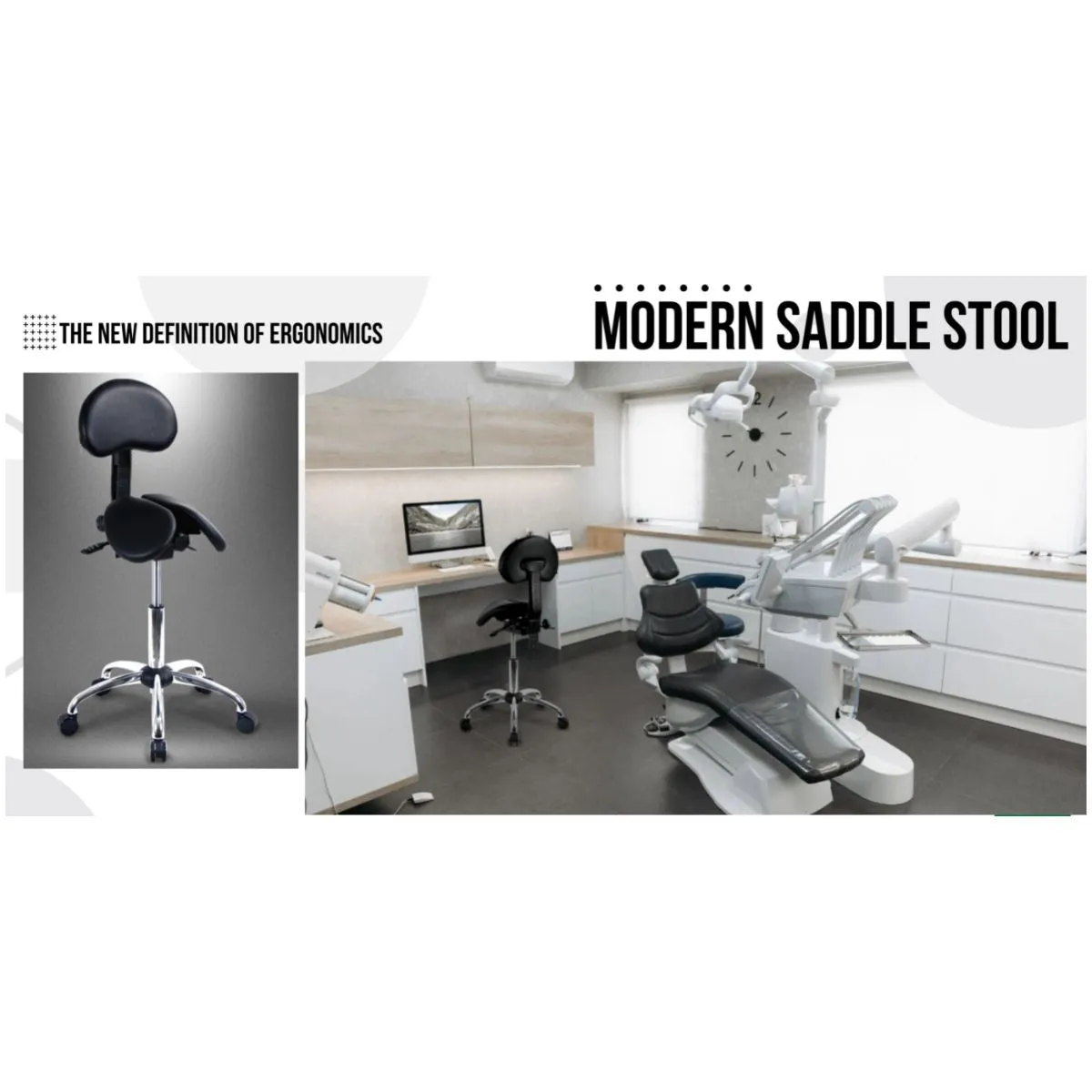 Small USA Patented Twin Tiltable Saddle Stool with Adjustable Backrest and Seat Width