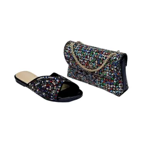 Smt Multicolored Handbag and Sandal Set