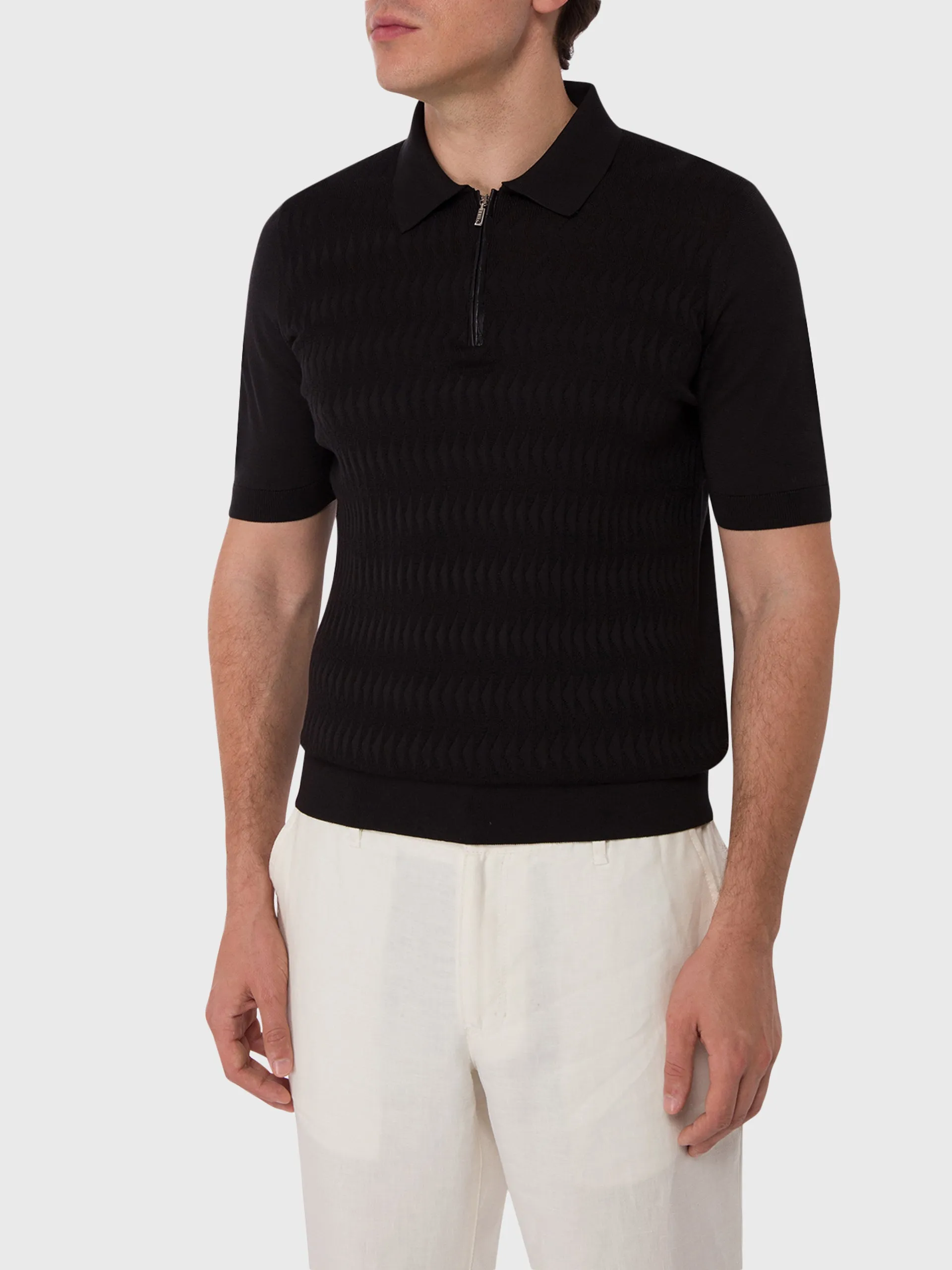 Zipped Polo with Crocodile Details